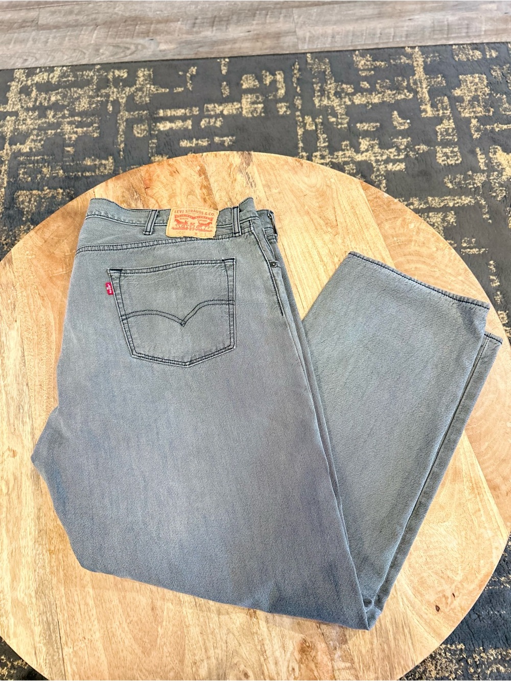 Levi's Men's Button Fly Straight Jeans in Faded Gray-Blue